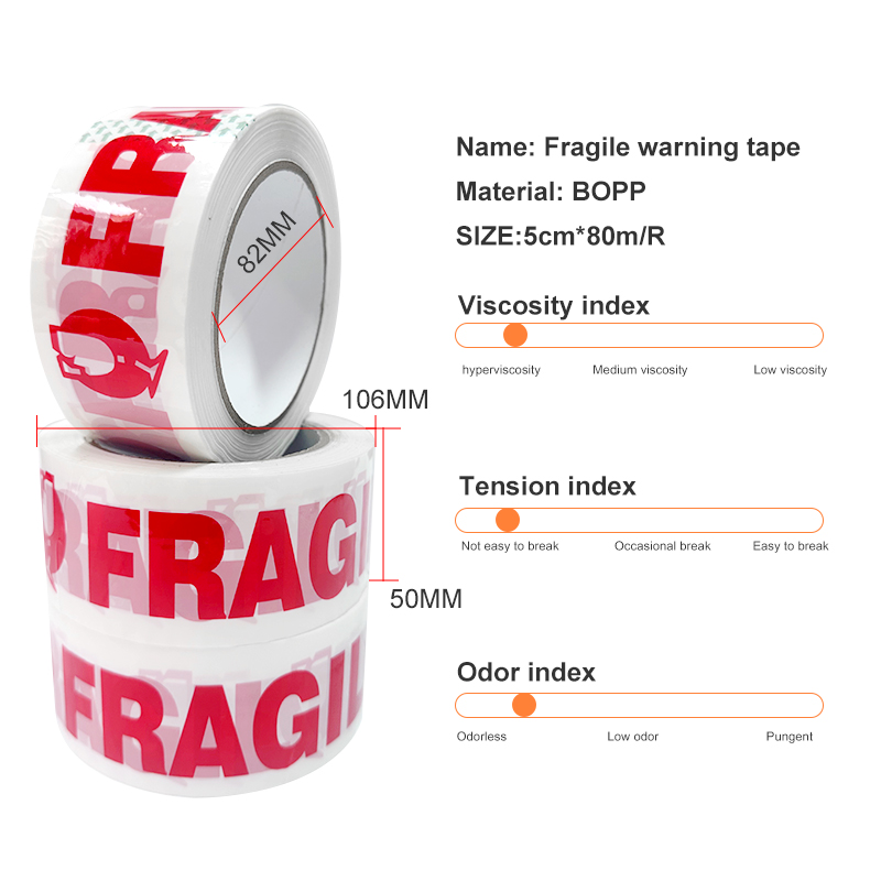 High Adhesion BOPP Packing Tape Waterproof Warning Adhesive Tape for Shipping Boxes